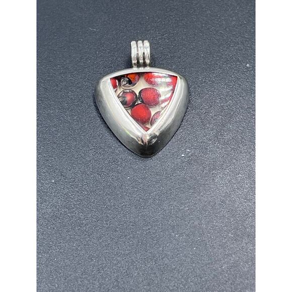 Vintage 950 Sterling Silver Protection Peruvian Huayruro Seeds Pendant - Picture 3 of 8